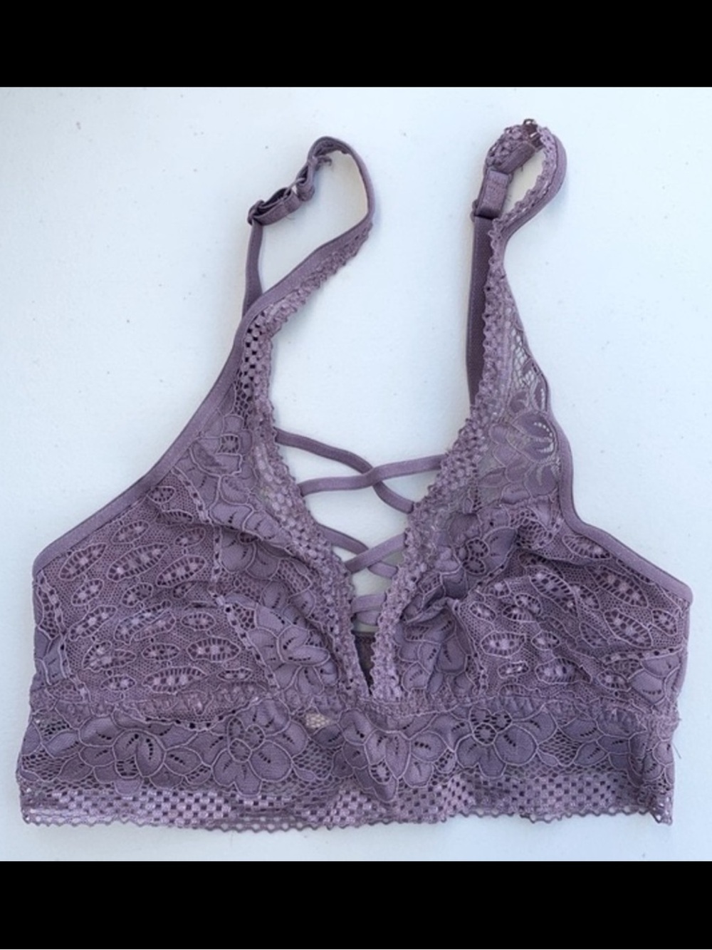 Yelete Purple Sheer Lace Caged Bralette